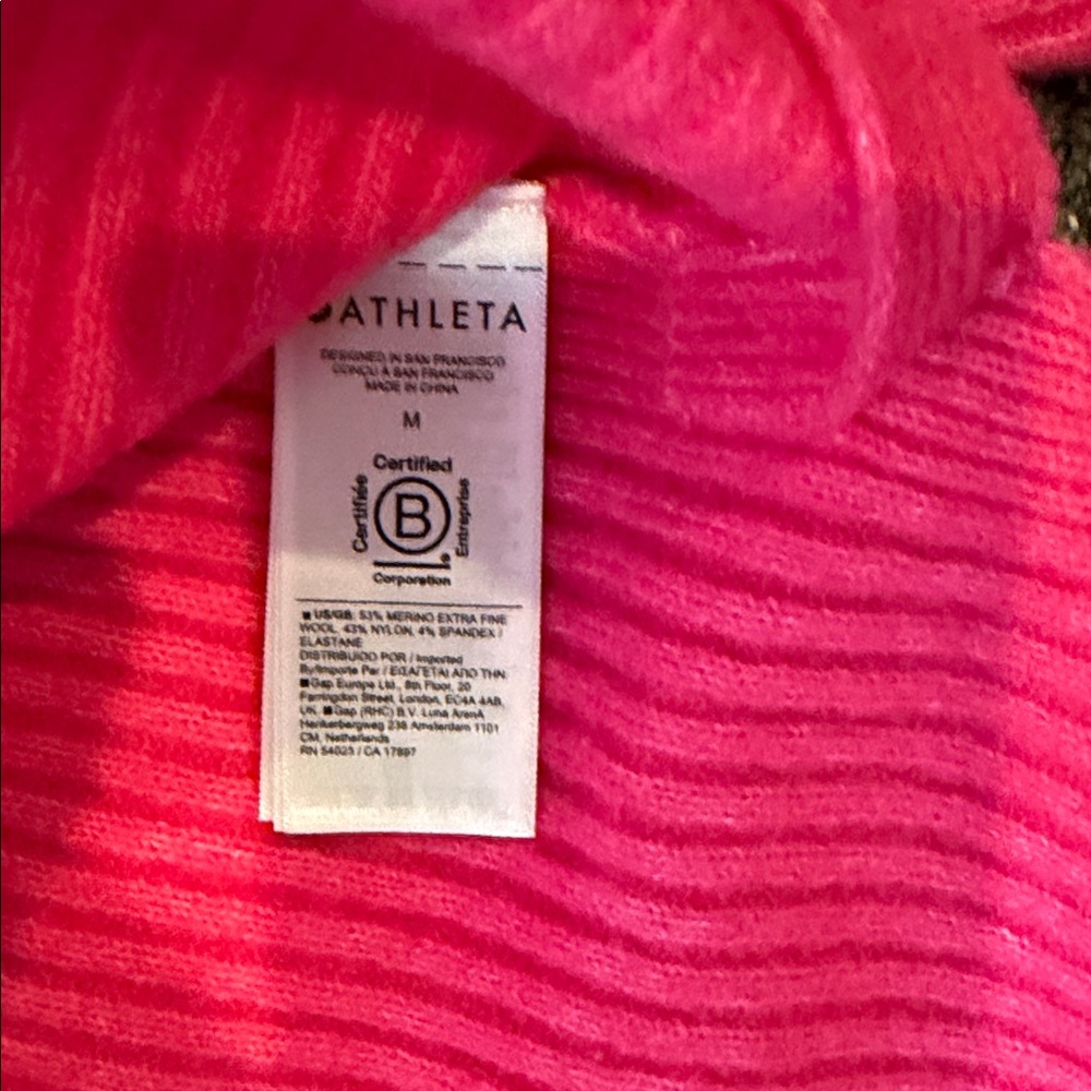 Athleta Hot Pink Ribbed Scoop-Neck Sweater - Picture 3 of 6